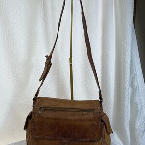 Fossil Tan Leather Messenger Bag